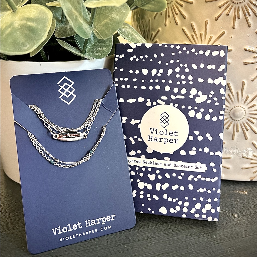 Beaded Layered Necklace & Bracelet Set
